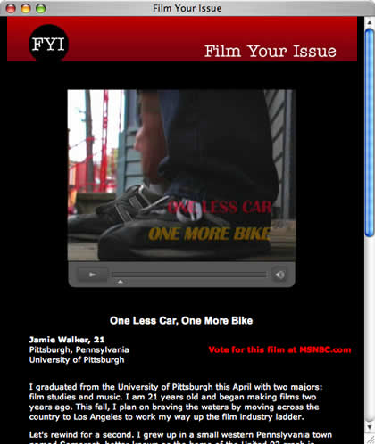filme your issue - one less car, one more bike